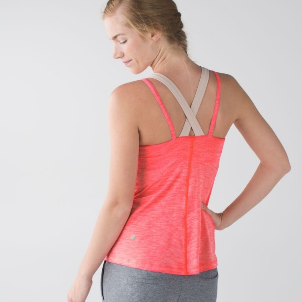 Lululemon Run For Gold Tank Heathered Electric Coral / Naked